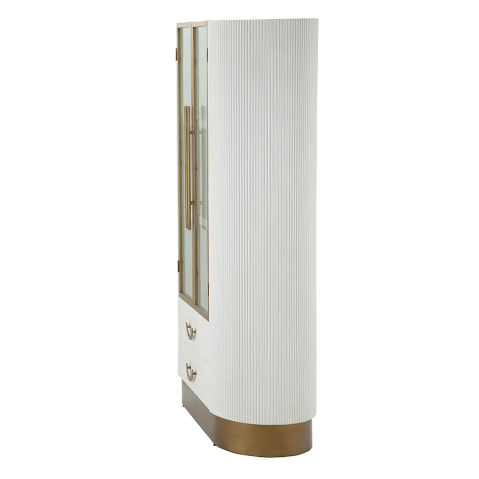 Vitrina de madeira com tampo e inserções arredondadas com 2 portas e 2 gavetas - Rachel Viadurini