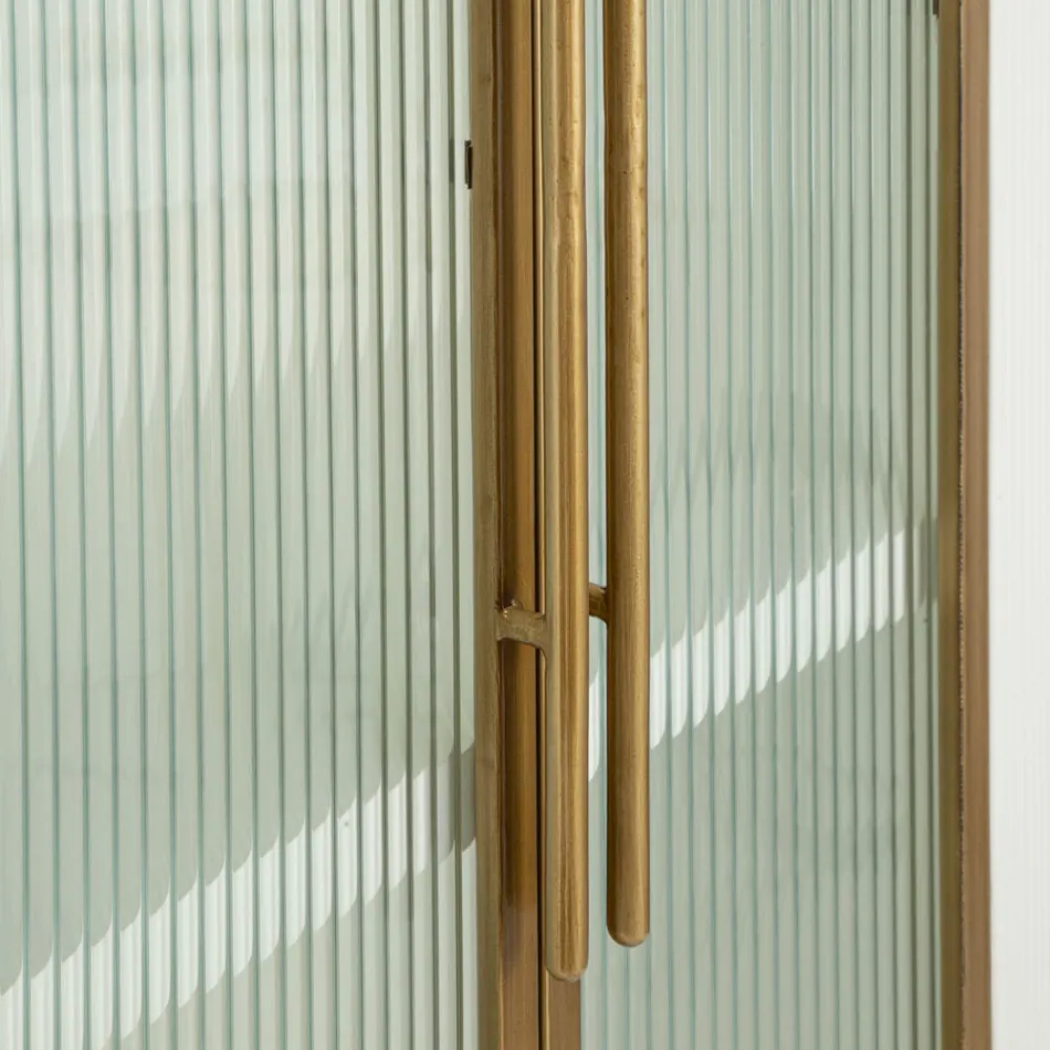 Vitrina de madeira com tampo e inserções arredondadas com 2 portas e 2 gavetas - Rachel Viadurini