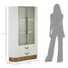 Vitrina de madeira com tampo e inserções arredondadas com 2 portas e 2 gavetas - Rachel Viadurini