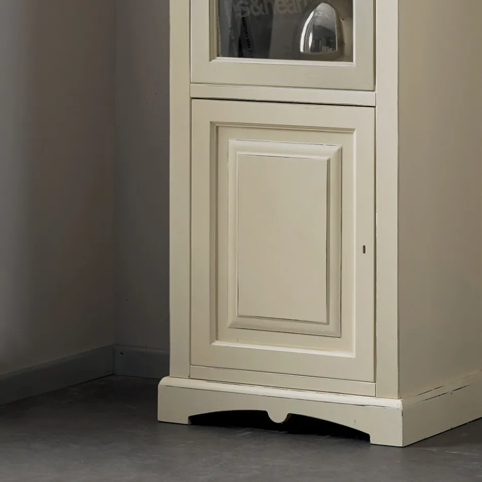 Vitrina em madeira com acabamento em marfim patinado. Feito na Itália - Fosta Viadurini