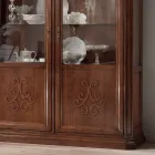 Vitrina de madeira com acabamento em nogueira patinada com decoração de lírios Made in Italy - Mulher Viadurini
