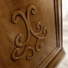 Vitrina de madeira com acabamento em nogueira patinada com decoração de lírios Made in Italy - Mulher Viadurini