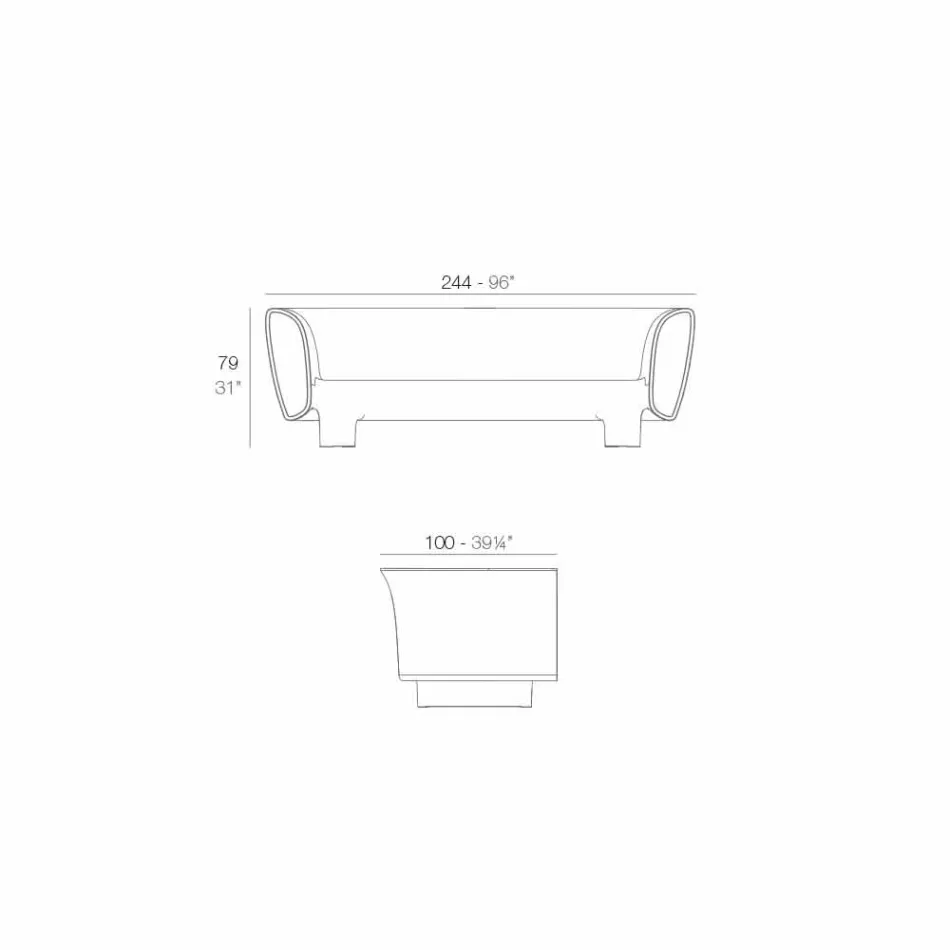 Vondom Bum Bum sofá de jardim lacado preto design moderno Viadurini