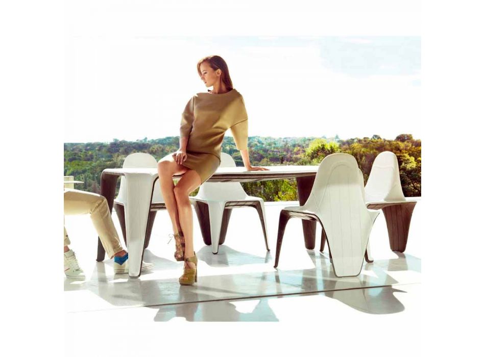 Mesa de jardim Vondom F3 L190xP90cm polietileno de design moderno Viadurini