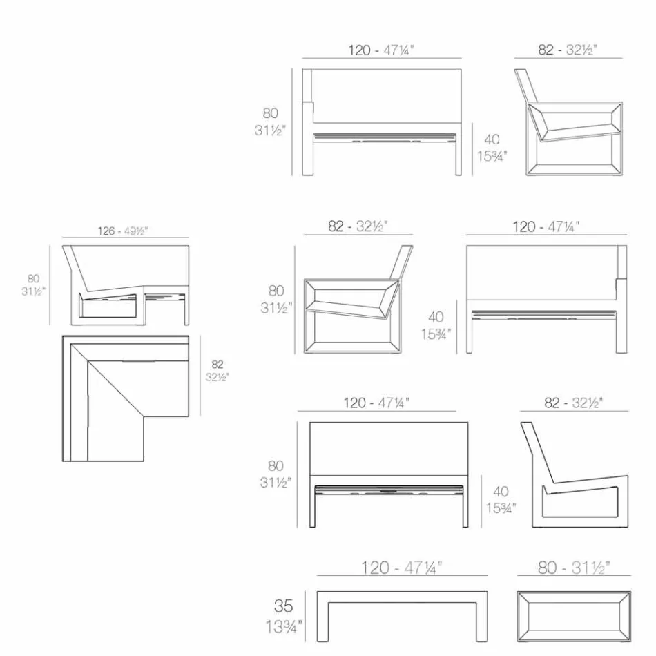 Salão de jardim Vondom Frame com design moderno Viadurini