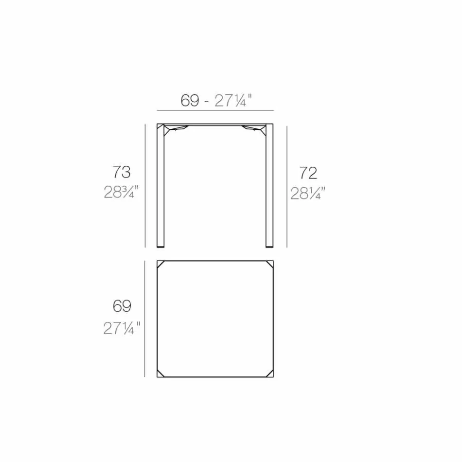 Mesa quadrada ao ar livre Vondom Quartz de design moderno Viadurini