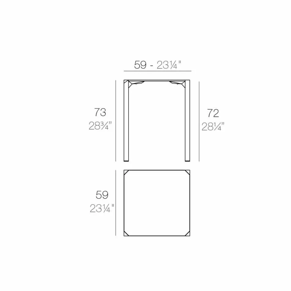 Mesa quadrada ao ar livre Vondom Quartz de design moderno Viadurini
