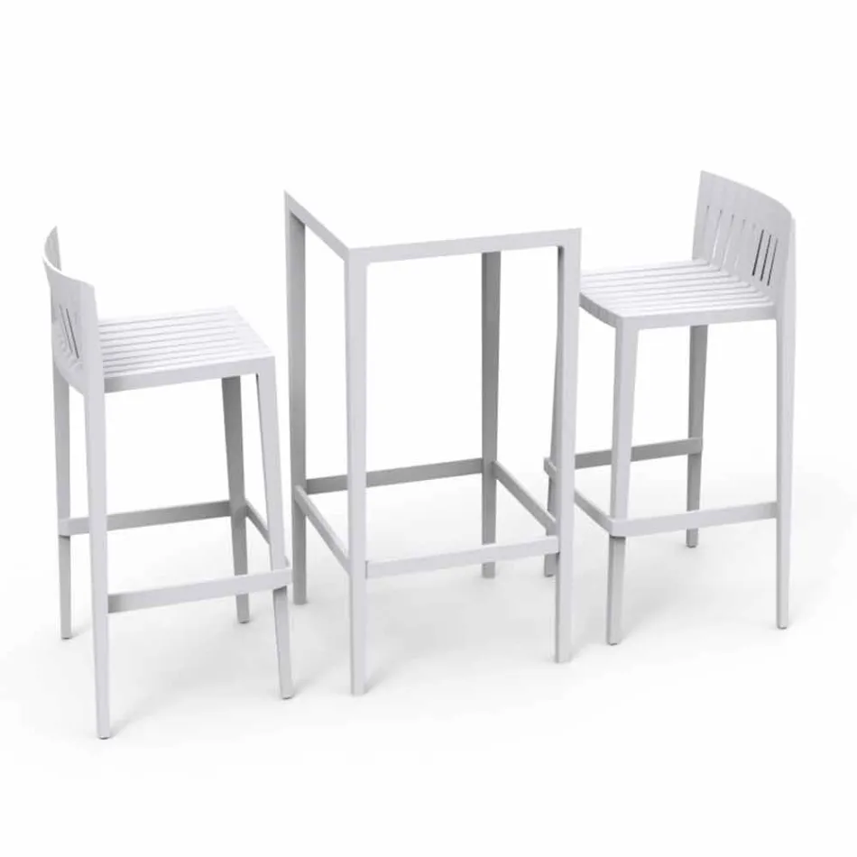 Vondom Spritz Conjunto de mesa de jardim e duas cadeiras de design branco Viadurini