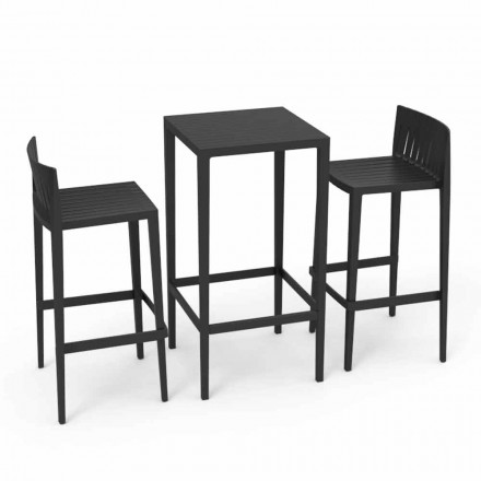 Vondom Spritz Conjunto de mesa de jardim e duas cadeiras de design preto Viadurini