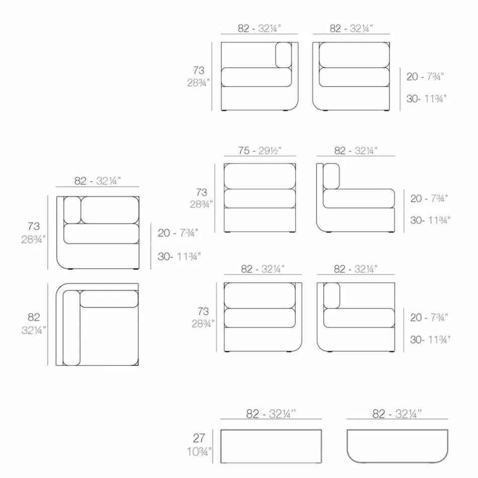 Vondom Ulm composição taupe design garden lounge Viadurini